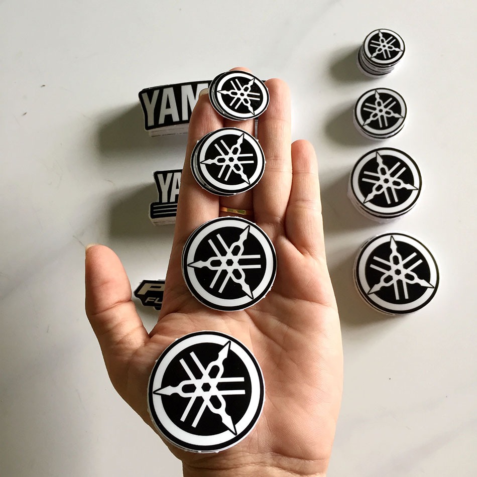 2 tem Logo Yamaha, Yamalube, PGM FI. Sticker trắng đen. Decal cao cấp chống nước, không bay màu, bong tróc.
