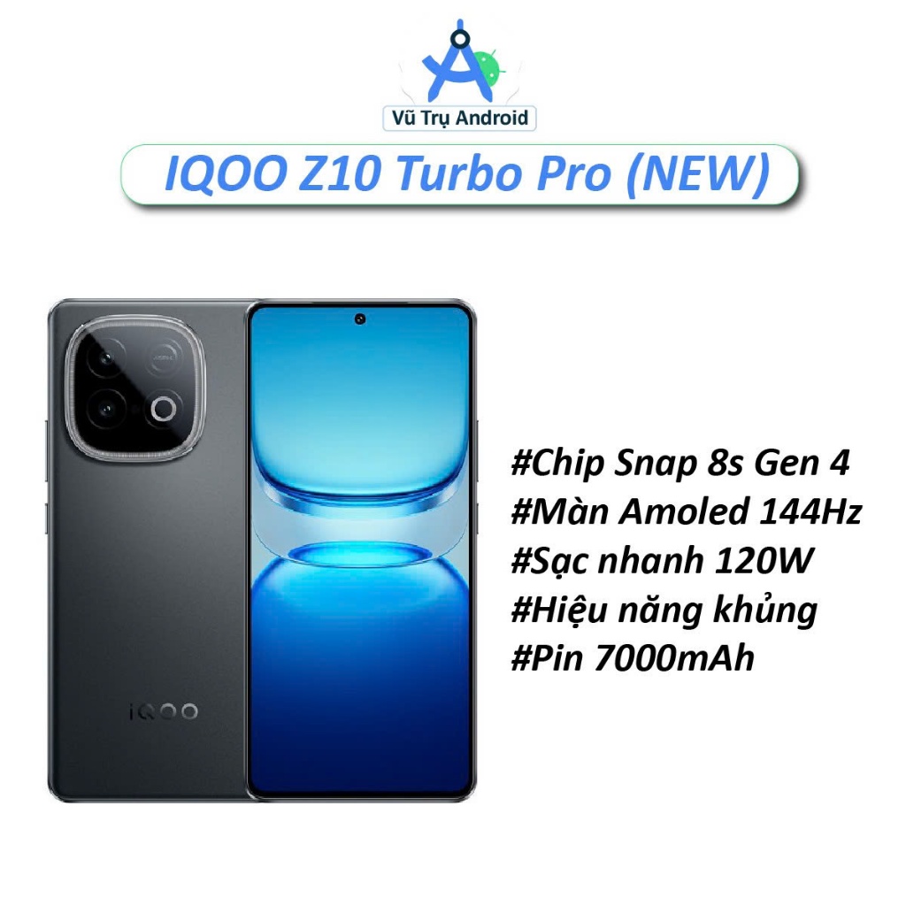 Điện thoại Vivo iQOO Z10 Turbo Pro RAM 12/256GB chip Snapdragon 8s