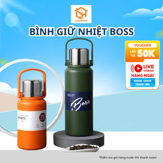 Bình Giữ Nhiệt BOSS Inox 316 4 lớp. Nắp Kèm Cốc. Sử Dụng Cả Nóng/ Lạnh Cam Homeware