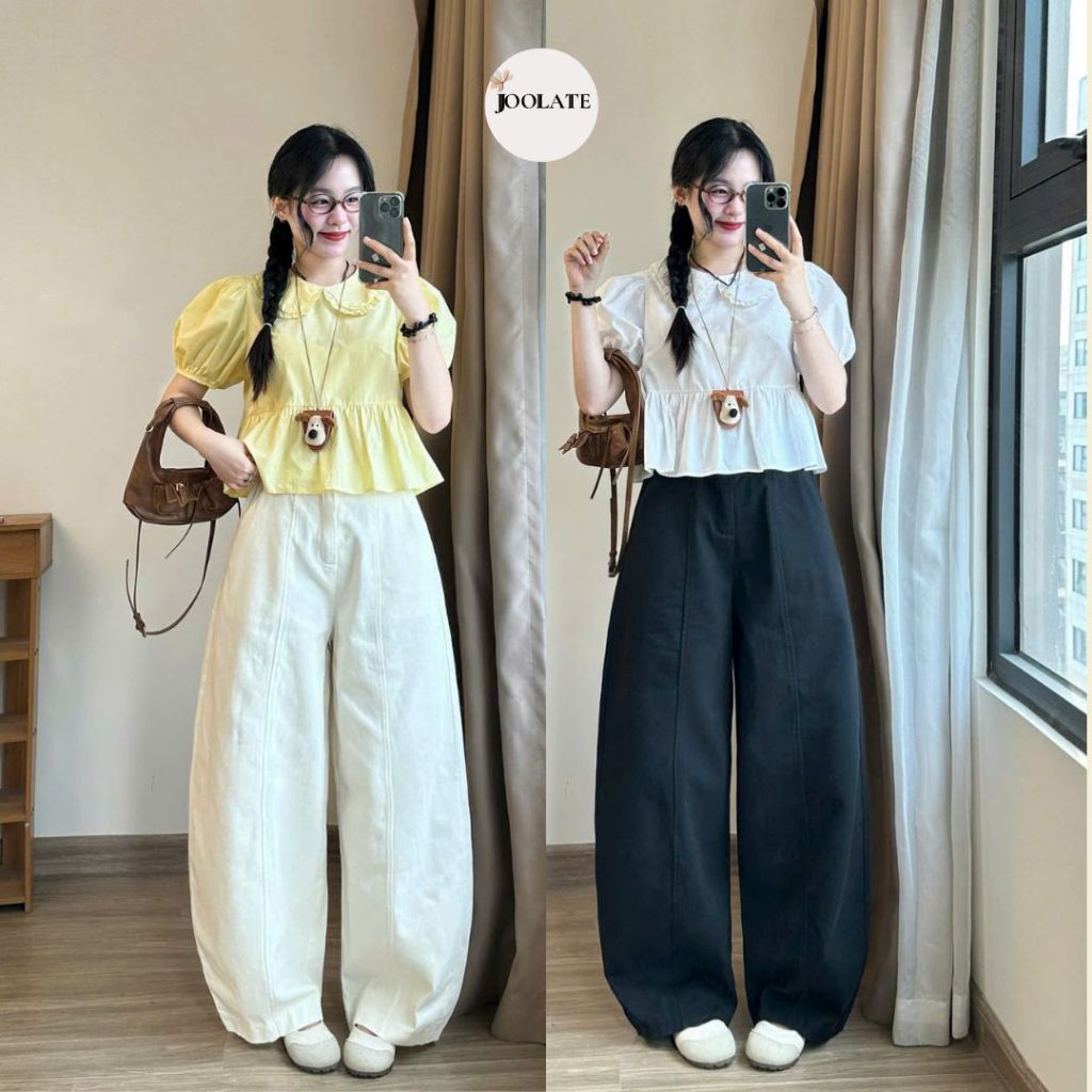 Quần Kaki Nữ Dáng Suông Có Chun Lưng Sau Ống Rộng  Phom Basic Dễ Mặc Joolate