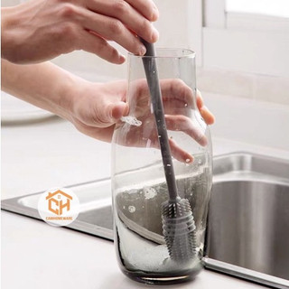 Cây Cọ Rửa Ly Cốc Bằng Silicon Cán Dài Siêu Bền, Chống Ẩm Mốc Cam Homeware