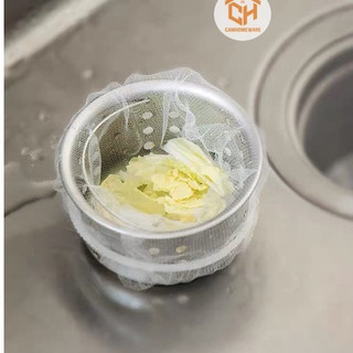 Túi Lọc Rác Bồn Rửa Bát Thiết Kế Kiểu Lưới Siêu Dai Đầu Túi Có Chun Co Giãn Chống Tắc Nghẽn[set 100 cái]Cam Homeware