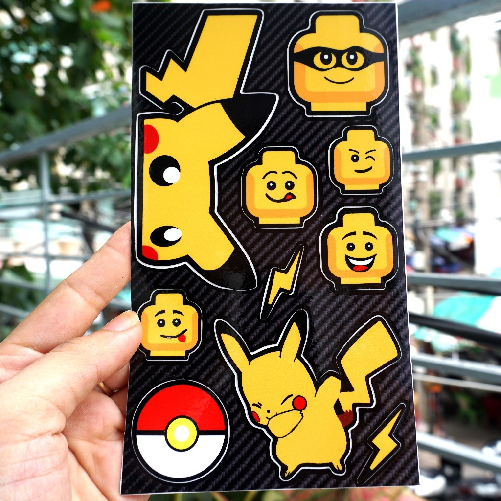 Sticker cute hình dán chó mèo Pikachu dễ thương. Dán điện thoại, laptop, tủ, nón bảo hiểm. Chống nước