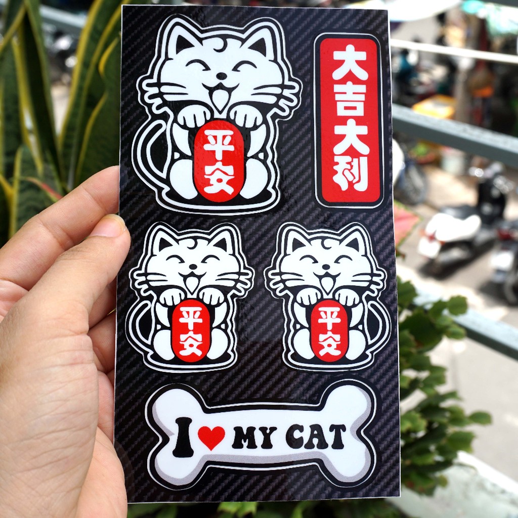 Sticker cute hình dán chó mèo Pikachu dễ thương. Dán điện thoại, laptop, tủ, nón bảo hiểm. Chống nước