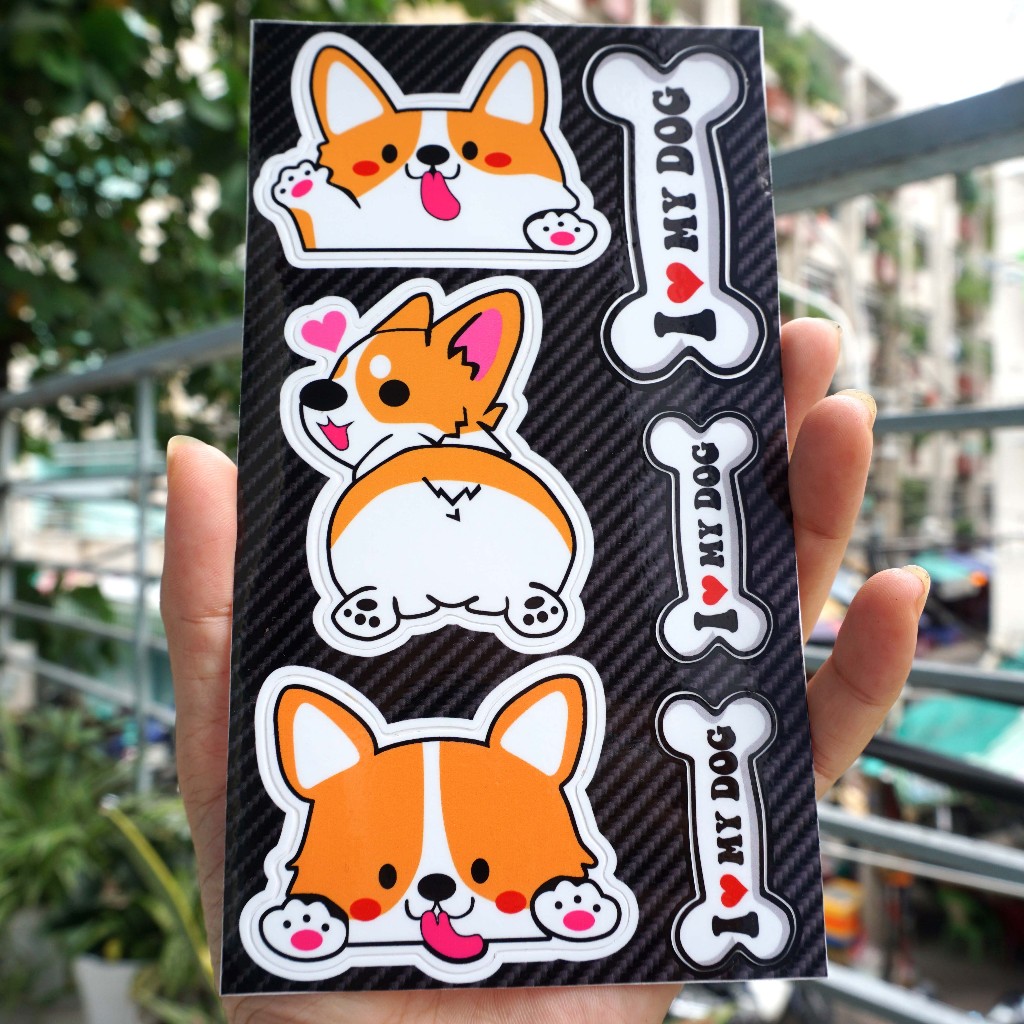 Sticker cute hình dán chó mèo Pikachu dễ thương. Dán điện thoại, laptop, tủ, nón bảo hiểm. Chống nước