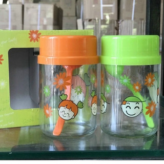 Bộ 2 Hũ Thủy Tinh 9034 Đựng Gia Vị Kích Thước Lớn 400ml Có Nắp Nhựa Tặng Kèm Muỗng - Bộ Hũ Đựng Muối Tiêu Đường Bột
