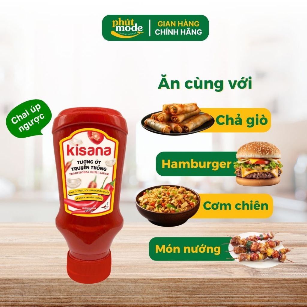 Tương ớt truyền thống Kinasa 200g nhỏ gọn, tiện lợi - 100% ớt tươi, tỏi tươi nguyên chất