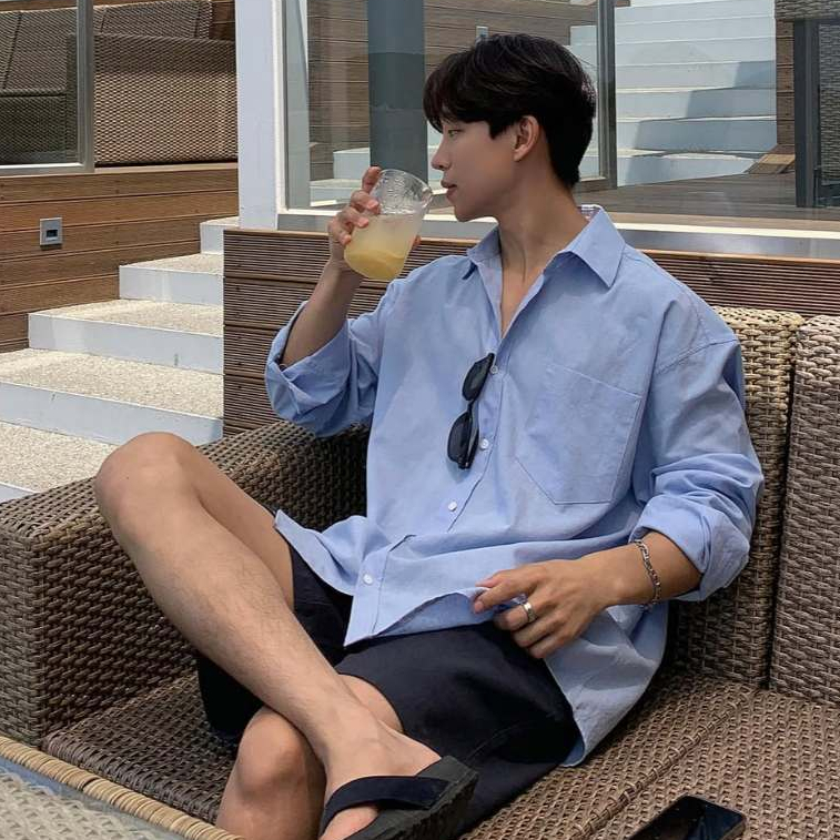 Áo Sơ Mi Nam Oxford Trơn Xanh Dương Thời Trang Cao Cấp Vải Thoảng Mát Mặc Cafe Đi Biên Halley A13
