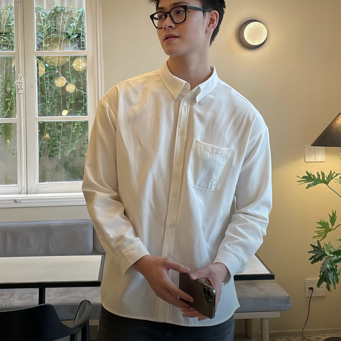Áo Sơ Mi Nam Oxford Trơn Xanh Dương Thời Trang Cao Cấp Vải Thoảng Mát Mặc Cafe Đi Biên Halley A13