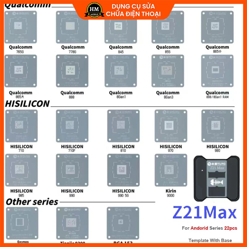 Bộ làm chân CPU Android MIJING Z21 MAX ANDROID kèm 2 miếng quệt thiếc