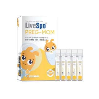Men vi sinh cho Bé Táo Bón, Biếng Ăn, Rối Loạn Tiêu Hóa - LiveSpo PREGMOM 3 tỷ bào tử lợi khuẩn - Hộp 20 ống x 5ml