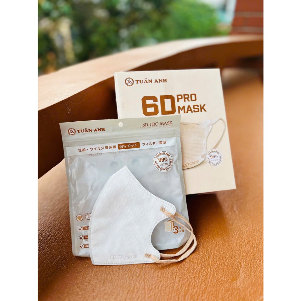 [Combo 100 Cái] Khẩu trang Tuấn Anh 6D Mask cao cấp, quai chun mềm mại 3 lớp kháng khuẩn