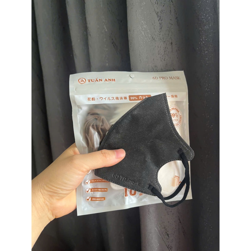 [Combo 100 Cái] Khẩu trang Tuấn Anh 6D Mask cao cấp, quai chun mềm mại 3 lớp kháng khuẩn
