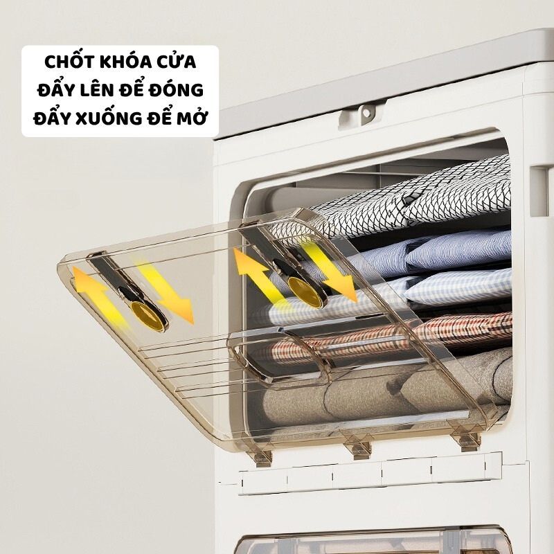 Hộp Đựng Quần Áo Gấp Gọn ENODA HOME, Thùng Nhựa Lớn 130L Đựng Đồ Đa Năng, Cửa Trong Suốt, Có Bánh Xe Q043