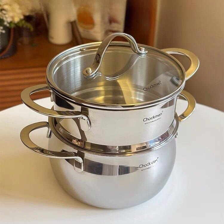 Nồi Hấp 2 Tầng Inox Cao Cấp Chockmen Dùng Được Bếp Từ Nhỏ Trung Đại