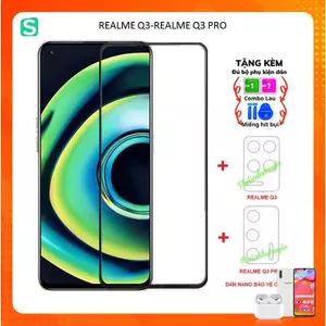 Combo kính cường lực realme q3 / realme q3 pro / q3s full màn hình + dán bảo vệ camera chống xước