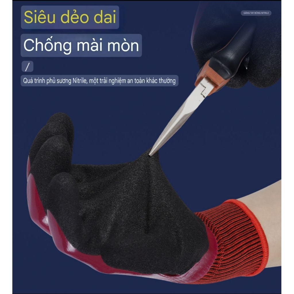 Găng tay CHOEI F988 phủ cao su, nitrile siêu chống mài mòn, chống dầu nhớt,chống nước