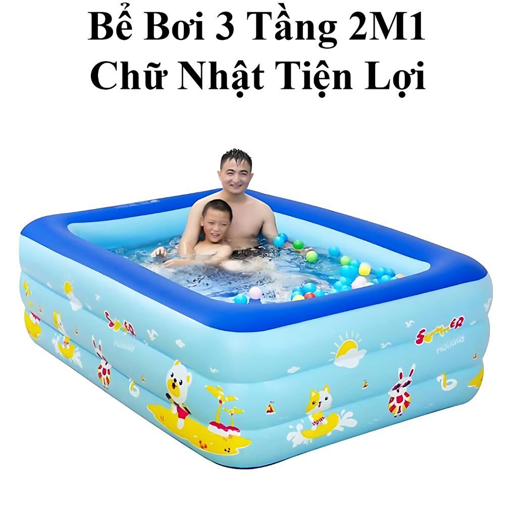 Bể bơi phao các cỡ, Hồ bơi phao cho bé 2M1, 1M5, 1M3, 1M2 Có van xả khí ...