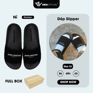 Dép quai ngang nam nữ slipper DWIN đen fullbox local brand DE01A