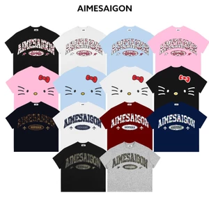 Áo Thun Boxy AIMÉ Cotton Cổ Tròn Nam Nữ "AIMESAIGON XXVIIIXX" Áo Phông Nữ Form Rộng Nữ Mùa Hè Kiểu Đẹp Nam Nữ