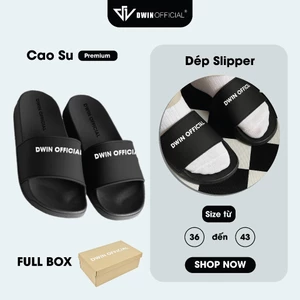 Dép lê quai ngang nam nữ slipper logo DWIN nổi trắng fullbox local brand 2.0 DE02A