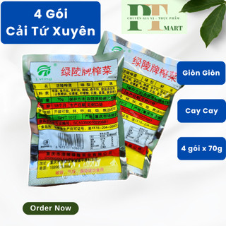 Combo 4 Gói Cải Tứ Xuyên gói 70g Trùng Khánh. Dưa Cải muối ăn liền