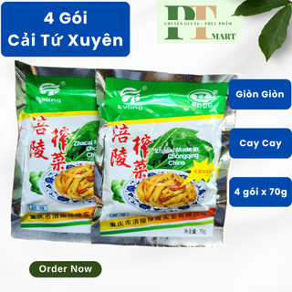 Combo 4 Gói Cải Tứ Xuyên gói 70g Trùng Khánh. Dưa Cải muối ăn liền