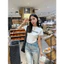 Quần jeans nữ tia sét lưng cao xanh ngọc bích, quần bò dáng rộng basic hack dáng dễ phối đồ - 7shine