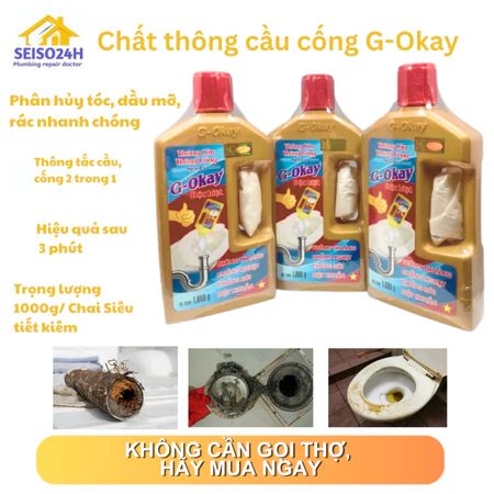 Chai thông cống, thông cầu G-Okay, dung dịch thông cống tẩy sạch tắc nghẽn, đánh bay cặn bẩn