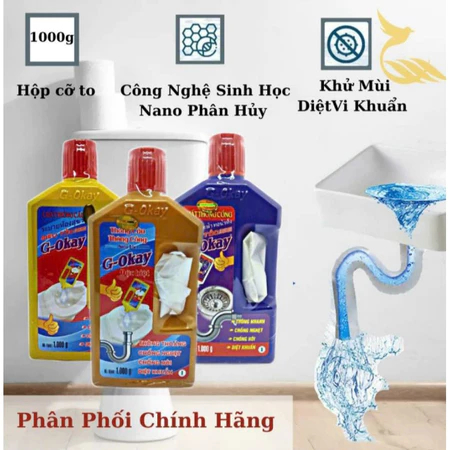Chai thông cống, thông cầu G-Okay, dung dịch thông cống tẩy sạch tắc nghẽn, đánh bay cặn bẩn