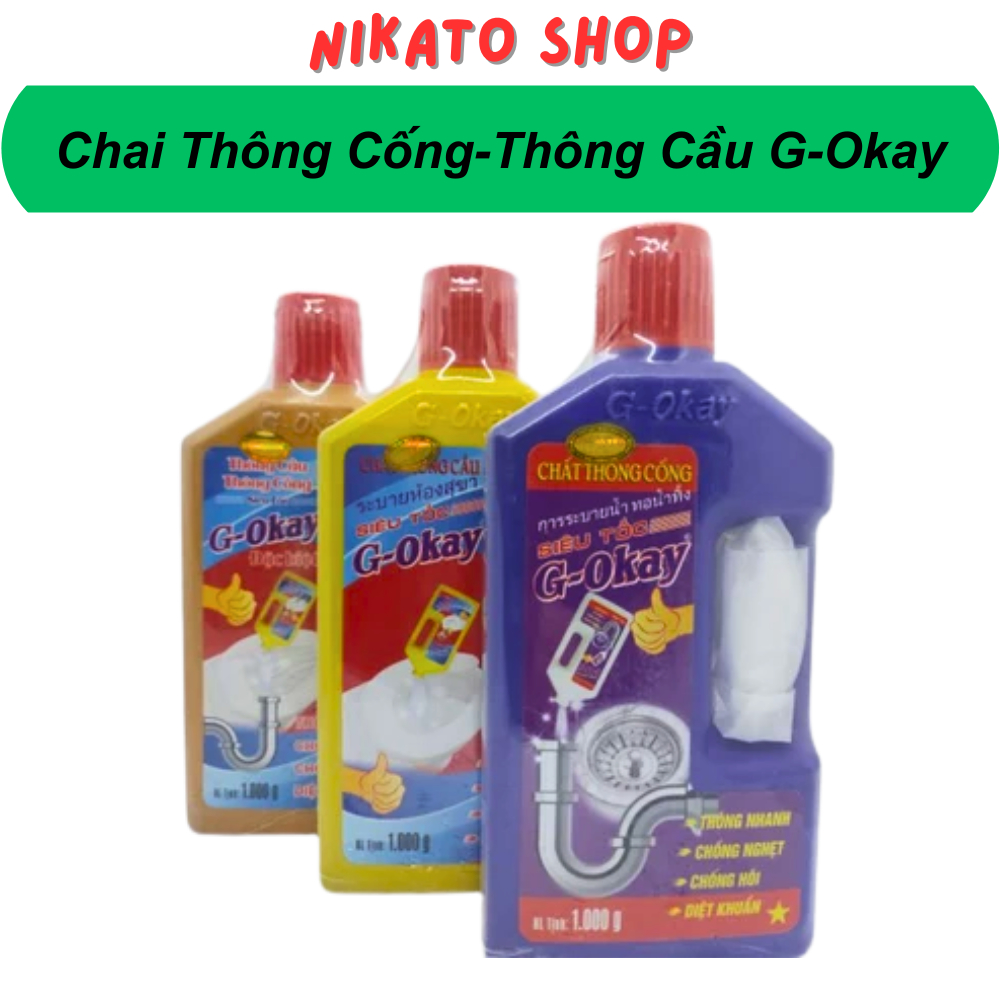 Chai thông cống, thông cầu G-Okay, dung dịch thông cống tẩy sạch tắc nghẽn, đánh bay cặn bẩn