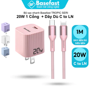 Combo Bộ sạc nhanh 20W Basefast nhỏ gọn dây dù siêu bền cho X 11/12/13/14 Series