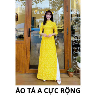 Áo dài gấm thanh liễu màu vàng áo dài saam thiết kế tay lỡ cổ trụ form chuẩn mát mẻ dành cho mùa hè