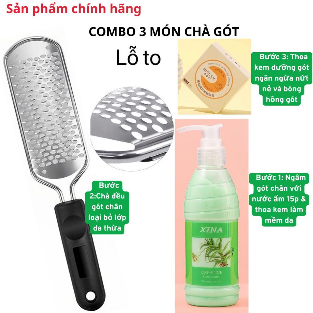 [SẢN PHẨM TRỢ GIÁ] Combo Chà Gót Chân 3 Món Inox Thay Lưỡi Dành Cho Chị Em Làm Tại Nhà - Bộ Gồm Cây Chà Gót, Hủ Kem M
