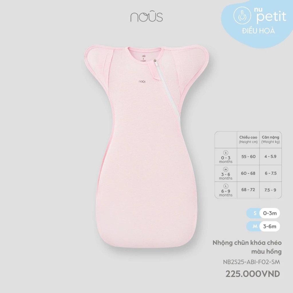 Nous Phụ Kiện Baby Nhộng chũn, túi ngủ chống giật mình bé trai bé gái thoáng khí chống ngạt dưới 9kg BST T9