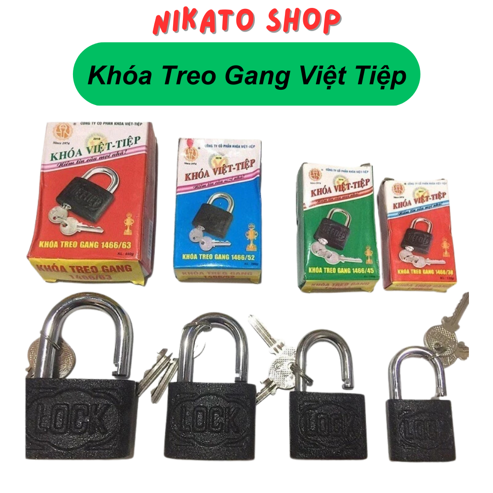 Ổ khóa gang Việt Tiệp chính hãng, khóa treo gang Việt Tiệp đủ các cầu
