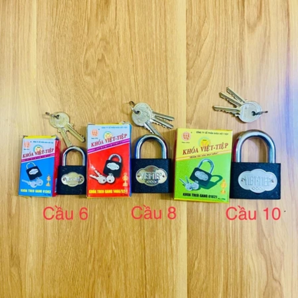 Ổ khóa gang Việt Tiệp chính hãng, khóa treo gang Việt Tiệp đủ các cầu