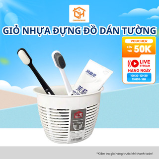 Giỏ Nhựa Đựng Đồ 0519 Dán Tường Giẻ Rửa Bát Bàn Chải Kem Đánh Răng Tiện Dụng Siêu Bền Cam Homeware