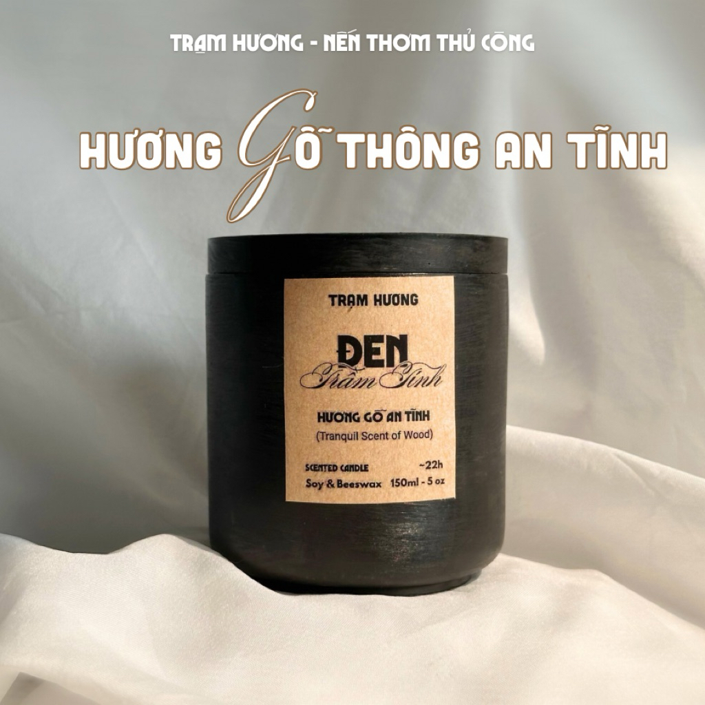 Nến thơm 'Đen Trầm Tính' — Trạm Hương, hương gỗ trầm ấm