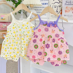 Bộ 2 dây bé gái xinh, quần chip dễ thương, size 6 -14kg rộng rãi, mặc mát, thoải mái, đáng yêu