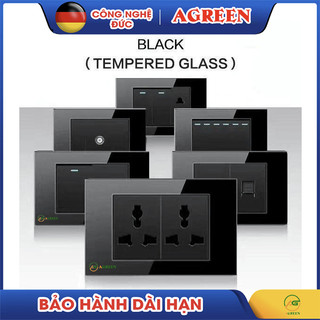 Bộ Ổ Cắm Âm Tường Kèm Công Tắc Cao Cấp AGREEN – Mặt Kính Cường Lực | An Toàn – Bền Bỉ – Thẩm Mỹ Cao