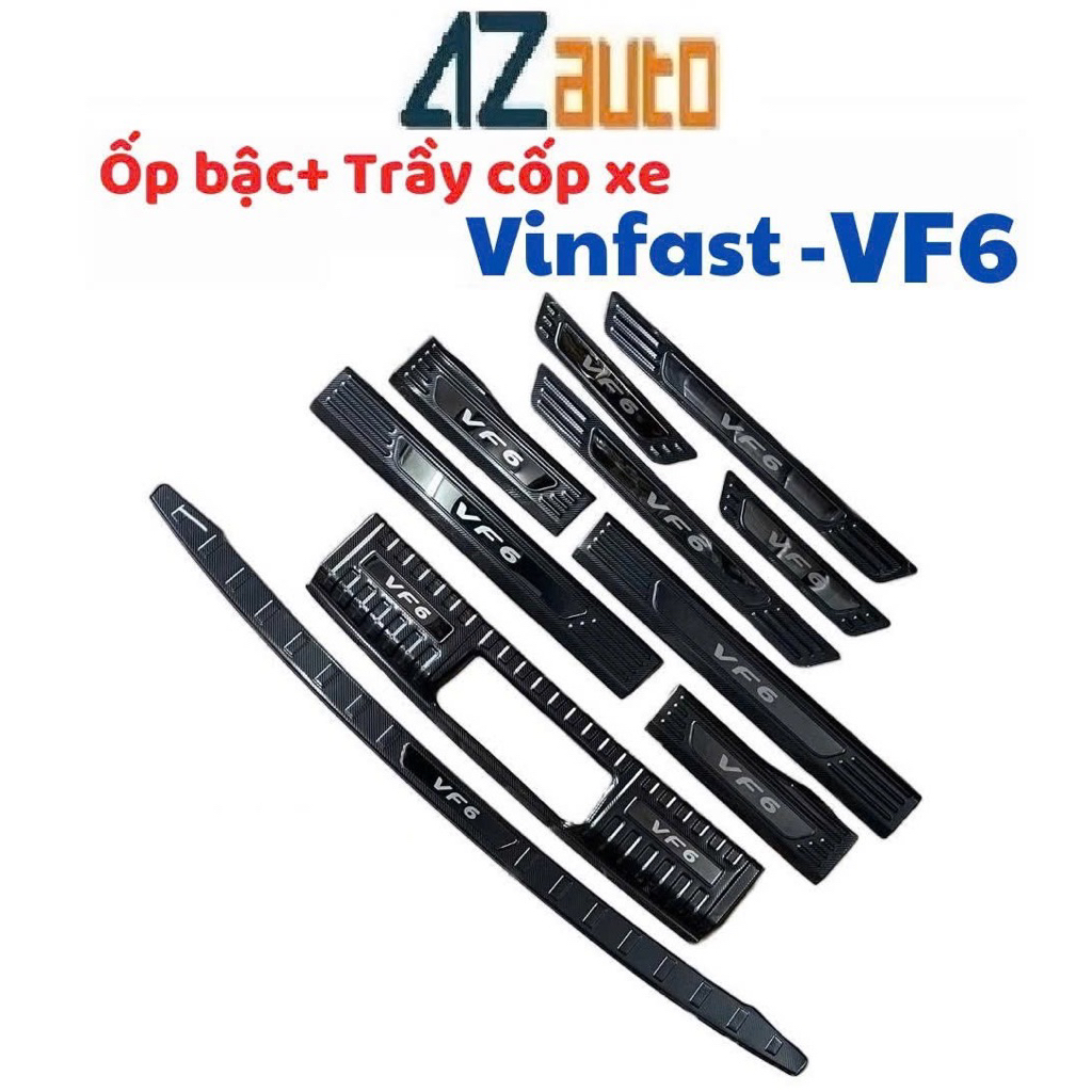 Ốp bậc cửa và Chống trầy cốp xe Vinfast VF6 vân Carbon cao cấp