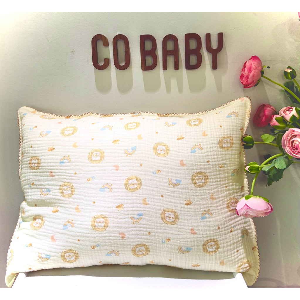 [CÒ BABY] GỐI LÔNG VŨ XÔ MUSLIN 35x50CM CHO BÉ TỪ 2-10 TUỔI
