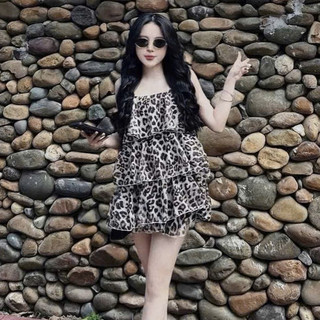 Đầm babydoll xếp tầng nhiều lớp Họa tiết leopart print Quyến Rũ HótTrensd