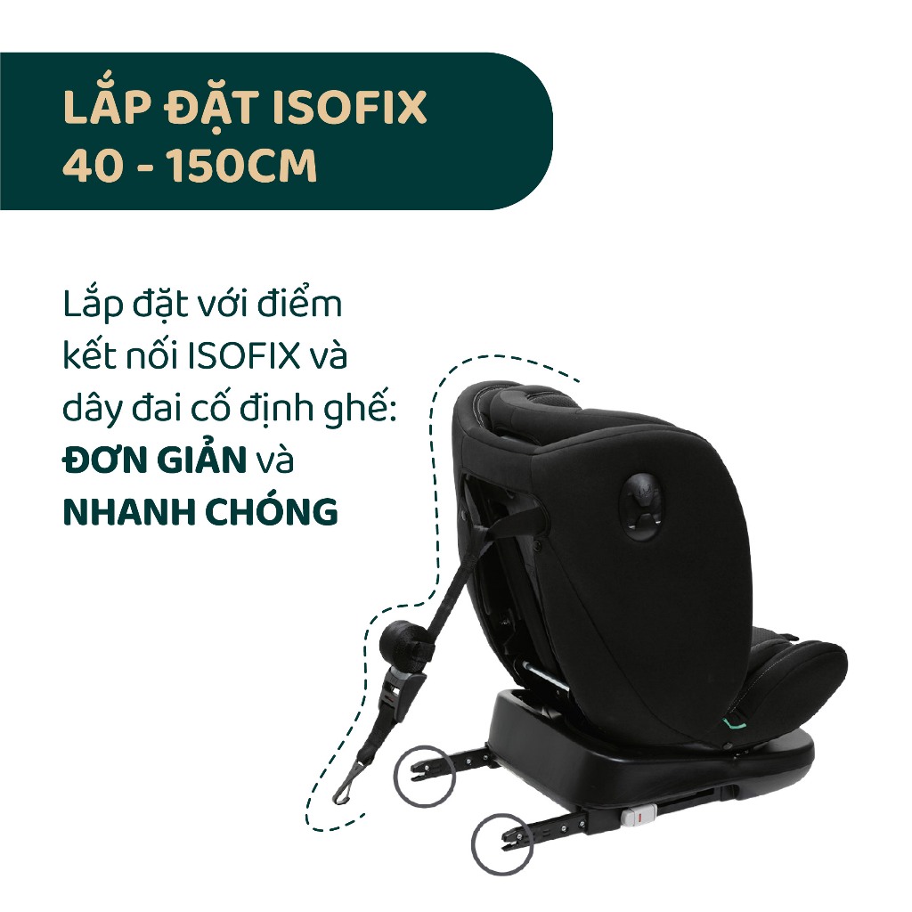 Ghế ô tô Chicco Unico Evo Classic xoay 360˚ ISOFIX - Màu đen