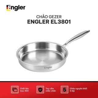 Chảo chống dính Gezer Engler EL3801 đáy từ 5 lớp nguyên khối, bền đẹp, chống trầy, dùng mọi bếp