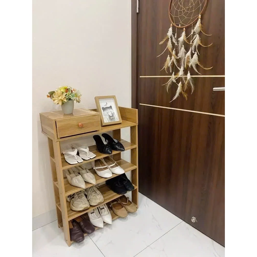 Kệ giày 5 tầng Xưởng Mộc Decor có hộp đựng đồ tiện lợi, kệ decor kệ giày gỗ đa năng