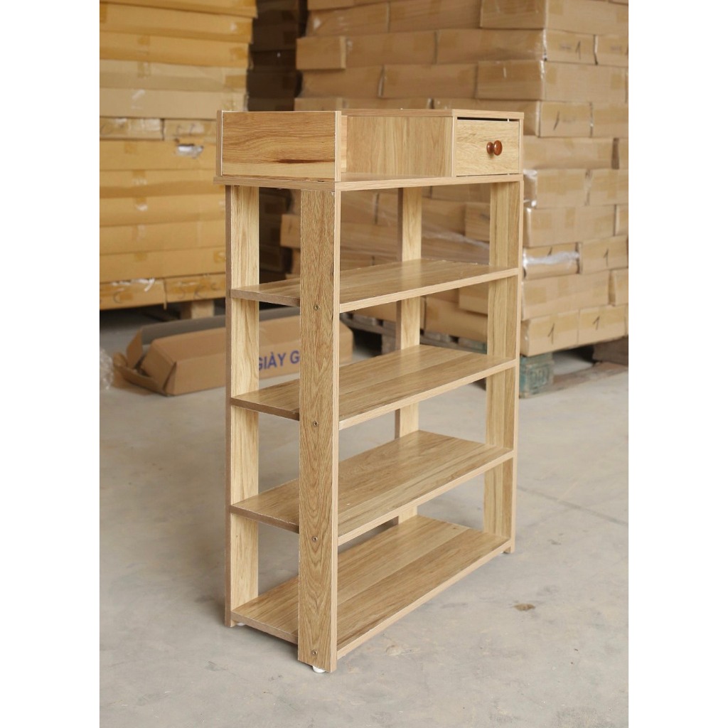 Kệ giày 5 tầng Xưởng Mộc Decor có hộp đựng đồ tiện lợi, kệ decor kệ giày gỗ đa năng