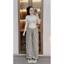 Set bộ áo babytee trơn mix quần xuông kẻ dọc kate