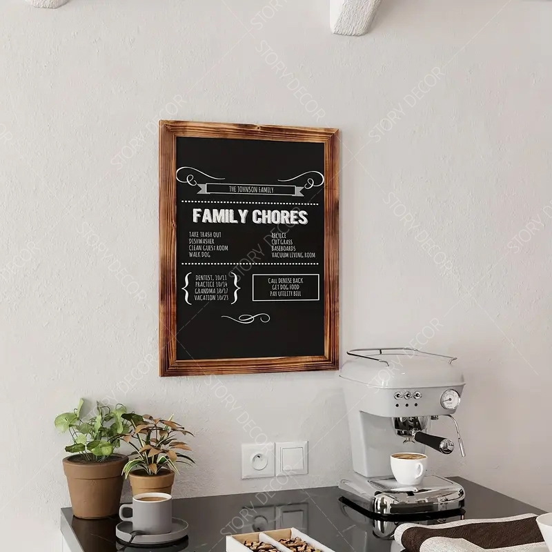 Bảng đen menu khung gỗ màu nâu treo tường dùng cho quán ăn, quán cafe, trà sữa, nhà hàng, homestay